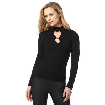 Black ribbed cut-out jumper